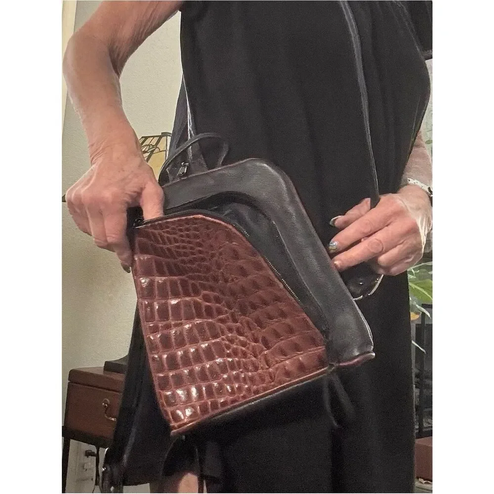 Artisan Lefty Leather CCW Sling/Backpack - Brahmin Croc Detail - Heavy Duty NEW